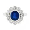 Image 5 : NEW Platinum 2.37 ctw GIA NO HEAT Oval Bezel Sapphire Diamond Milgrain Halo Ring