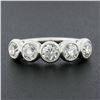 Image 2 : NEW Platinum 1.97 ctw Milgrain Bezel European Diamond 5 Stone Wedding Band Ring