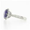 Image 6 : 14K White Gold 4.1 ctw Royal Purple Amethyst Solitaire w/ Round Diamond Halo Rin