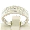 Image 1 : 14k Solid White Gold 0.56 ctw 2 Row Invisible Set Princess Cut Diamond Band Ring