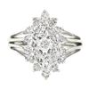 Image 4 : Vintage 14K White Gold 1.35 ctw Prong Diamond Marquise Navette Tiered Cluster Ri
