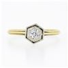 Image 4 : Antique 14k TT Gold 0.20 ctw European Diamond Hexagon Open Basket Engagement Rin