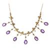 Image 7 : Rare Antique Victorian 14K Gold 14 ctw Oval Amethyst Pearl Fringe Collier Neckla