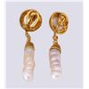Image 4 : Pair 18K Yellow Gold Mabe & Baroque Pearl Earrings