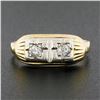 Image 2 : Antique Edwardian 14k TT Gold 0.20 ctw Old European Dual Diamond Etched Band Rin