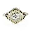 Image 4 : Antique Art Deco 14k White Gold Filigree 0.54 ctw European Diamond Solitaire Rin