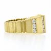 Image 5 : Unisex 14K Gold 0.60 ctw Round Diamond Grooved Channel Brushed Wide Band Ring