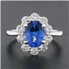 Image 2 : NEW 14k White Gold 2.95 ctw Oval Blue Violet Tanzanite w/ Round Diamond Halo Rin