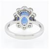Image 7 : NEW 14k White Gold 2.95 ctw Oval Blue Violet Tanzanite w/ Round Diamond Halo Rin