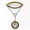 Image 3 : Antique Edwardian 18K Gold 2.53 ctw GIA Diamond & Demantoid Garnet Drop Pin Broo
