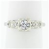 Image 1 : Vintage 14k White Gold 0.37 ctw Round Diamond Solitaire & Accents Engagement Rin