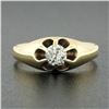 Image 2 : Antique Victorian 14K Gold .30 ctw Old Mine Cut Belcher Set Diamond Solitaire Ri