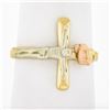 Image 1 : 14k Tri Color Gold Detailed Matte Finish Coin Edge Crucifix Cross Band Ring