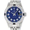 Image 1 : Rolex Ladies Quickset Stainless Steel Blue Diamond And Sapphire Datejust Wristwa