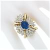 Image 4 : Large Vintage 14k Gold 6.24 ctw GIA Oval Ceylon Sapphire & Diamond Cocktail Ring