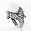 Image 9 : Jean Vitau 18k Black Gold 13.4mm Round Pearl & Diamond Bypass Statement Ring