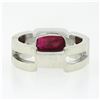 Image 7 : Unisex Vintage 14k Gold 3.55 ctw Rectangular GIA Burma Bezel Ruby & Diamond Ring