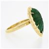 Image 6 : NEW 18K Gold 9.99 ctw GIA Carved Scalloped Pear Cabochon Emerald Cocktail Ring