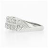 Image 6 : Vintage Platinum 1.0 ctw Dual Row Fishtail Pave Diamond Stack Wedding Band Ring
