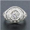 Image 2 : Vintage Platinum 1.21 ctw GIA Old European Diamond Dome Filigree Engagement Ring