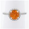 Image 1 : NEW 14K White Gold 2.33 ctw Round Spessartite Garnet Solitaire & Diamond Halo Ri