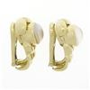 Image 4 : Vintage Kaufmann De Suisse 18K Gold Moonstone Wide Braided Clip On Cuff Earrings
