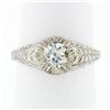 Image 1 : Vintage 14k White Gold 0.68 ctw Old Cut Diamond Solitaire Filigree Engagement Ri