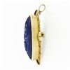 Image 6 : Antique Etruscan Revival 14k Gold GIA Carved Oval Blue Lapis Pendant or Brooch