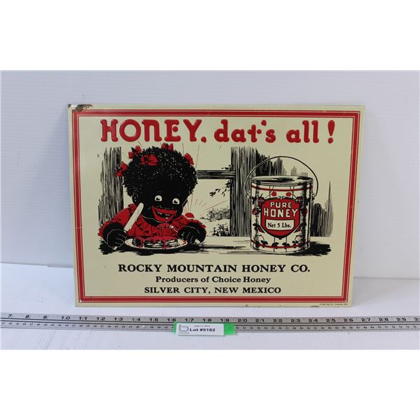 Black Americana Rocky Mountain Honey Metal Sign - 16" x 11"