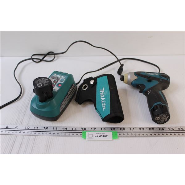 Makita Power Screwdriver w/ Extra Ion Battery & Charger & Holster - Works