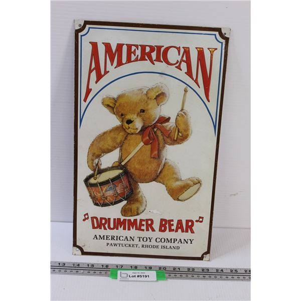 Metal Sign American Toy Company "Drummer Bear" - 16" x 10"