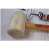 Image 2 : Tool Lot: Rubber Mallet, Paint Roller Washer Tool, Saw, Tape, Electrical Wire Cutters