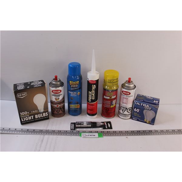 Hardware Lot: Silicone, Lightbulbs, Spray Paint, Misc.