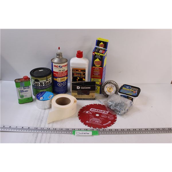 Hardware Lot: Diablo Saw Blade, Drywall Tape, Fire Starter, Misc.