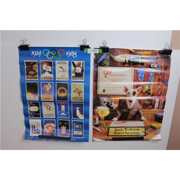 1988 Olympics Poster - 24" x 16" & Bud Light Poster - 18" x 24"