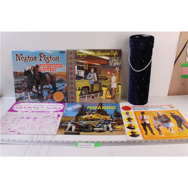 (5) Records: Polka, Ukrainian Music & Velour Wine Bottle Carrying Gift Bag