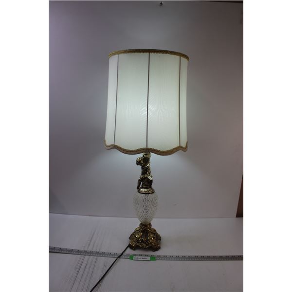 Vintage End Table Lamp w/Shade - 32" x 13" - Works