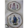 Image 4 : (3) Decorative Plates (Blue Boy and Pink Lady), (3) Small Decorative Plates, Ash Tray, (2) Shot Wine