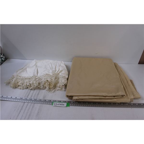 Queen Sized Duvet Embroidered Cover (Beige) & Lace Round Table Cloth - 46" Diameter