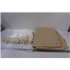 Image 1 : Queen Sized Duvet Embroidered Cover (Beige) & Lace Round Table Cloth - 46" Diameter