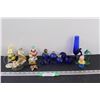 Image 1 : (18) Glass & Porcelain Figurine Trinkets: Blue Glass, Birds, Dolphins, Bunny Candle, Misc.