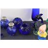 Image 3 : (18) Glass & Porcelain Figurine Trinkets: Blue Glass, Birds, Dolphins, Bunny Candle, Misc.