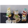 Image 6 : (18) Glass & Porcelain Figurine Trinkets: Blue Glass, Birds, Dolphins, Bunny Candle, Misc.