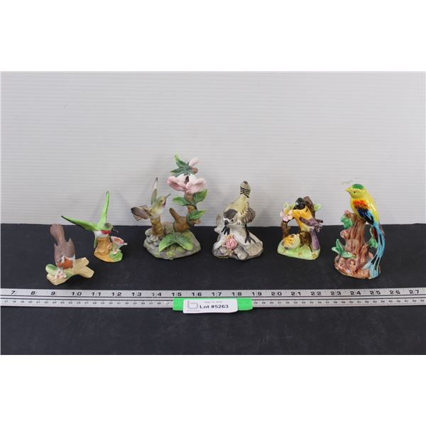 (6) Bird Figurines: (4) Ceramic & (2) Bone China