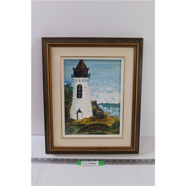 Lighthouse Painting in Frame - 18" x 15"