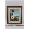 Image 1 : Lighthouse Painting in Frame - 18" x 15"