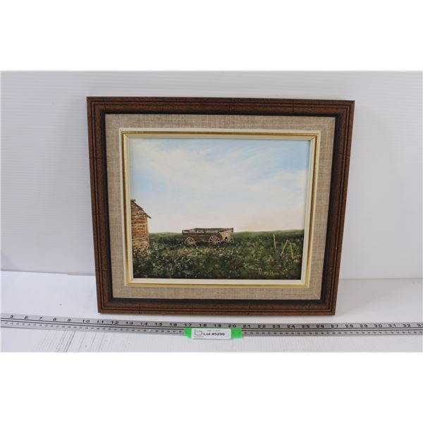 Old Farmyard Painting in Frame By Peggy Hamm - 16.5" x 15"