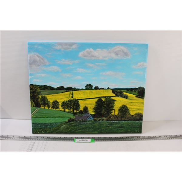 Canola & Farming Landscape Painting on Canvas - 20" x 16"