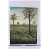 Image 1 : Daffodil Flower & Trees Painting on Canvas - 24" x 18"
