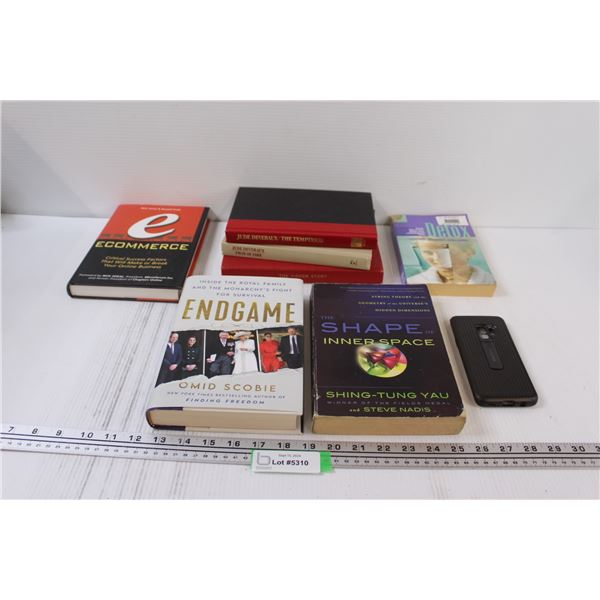 (7) Books: Endgame, Twin of Fire, The Temptress, Ecommerce, Detox, Misc. & Samsung Phone Case